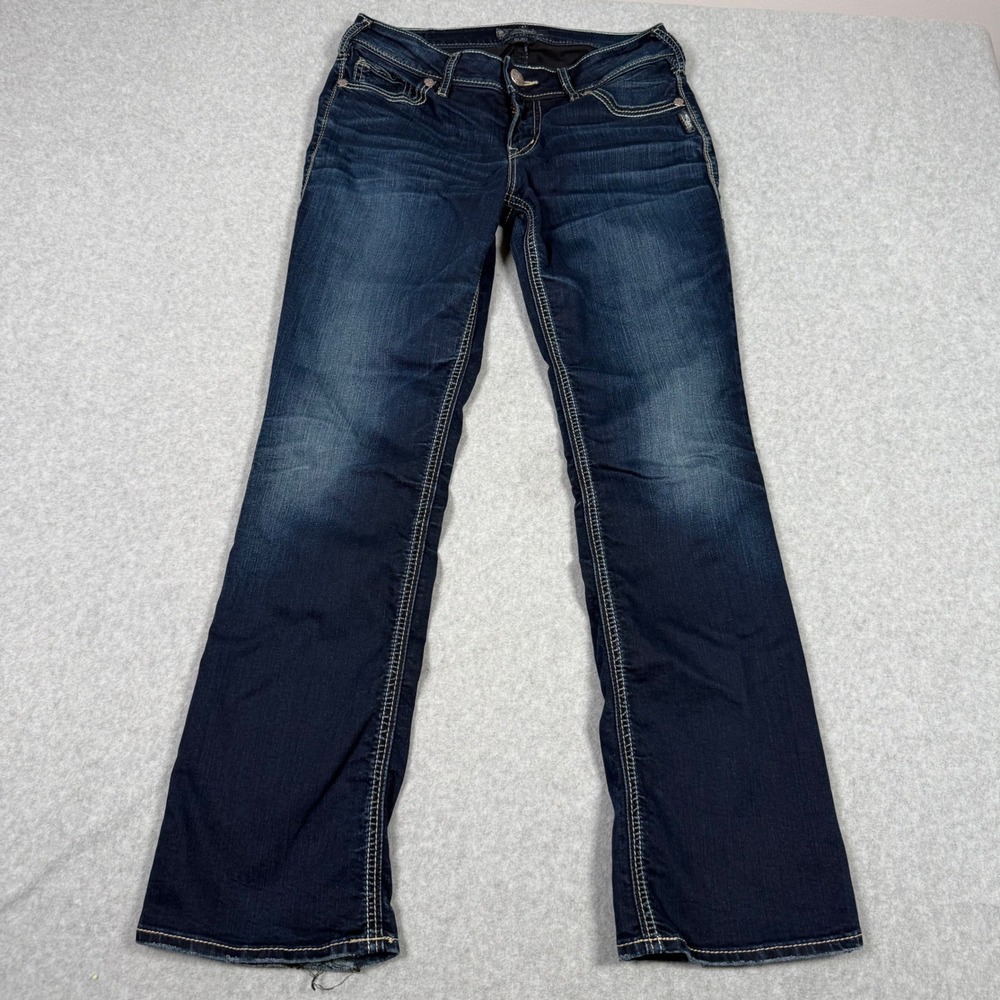 Y2K Silver Jeans Co Suki Mid Slim Boot Dark Wash Denim Jeans W29 L31 Western